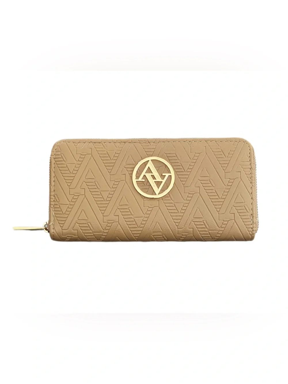 NWOT Adrienne Vittadini Embossed Zip-Around Wallet - Tan/Taupe (Never Used)